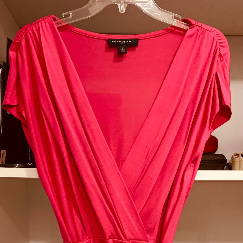 Midlength fuchsia pink dress,Banana Republic.
